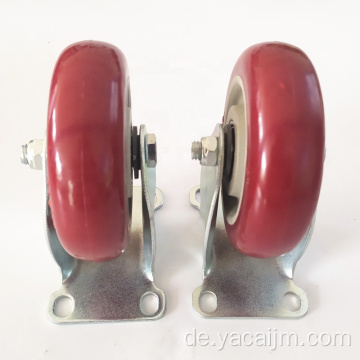 2,5/3/4/5 Zoll Industriegeräte Gusseisen aus Gusseisen rot PU Rotary Trolley Kinderwagen Casters Casters